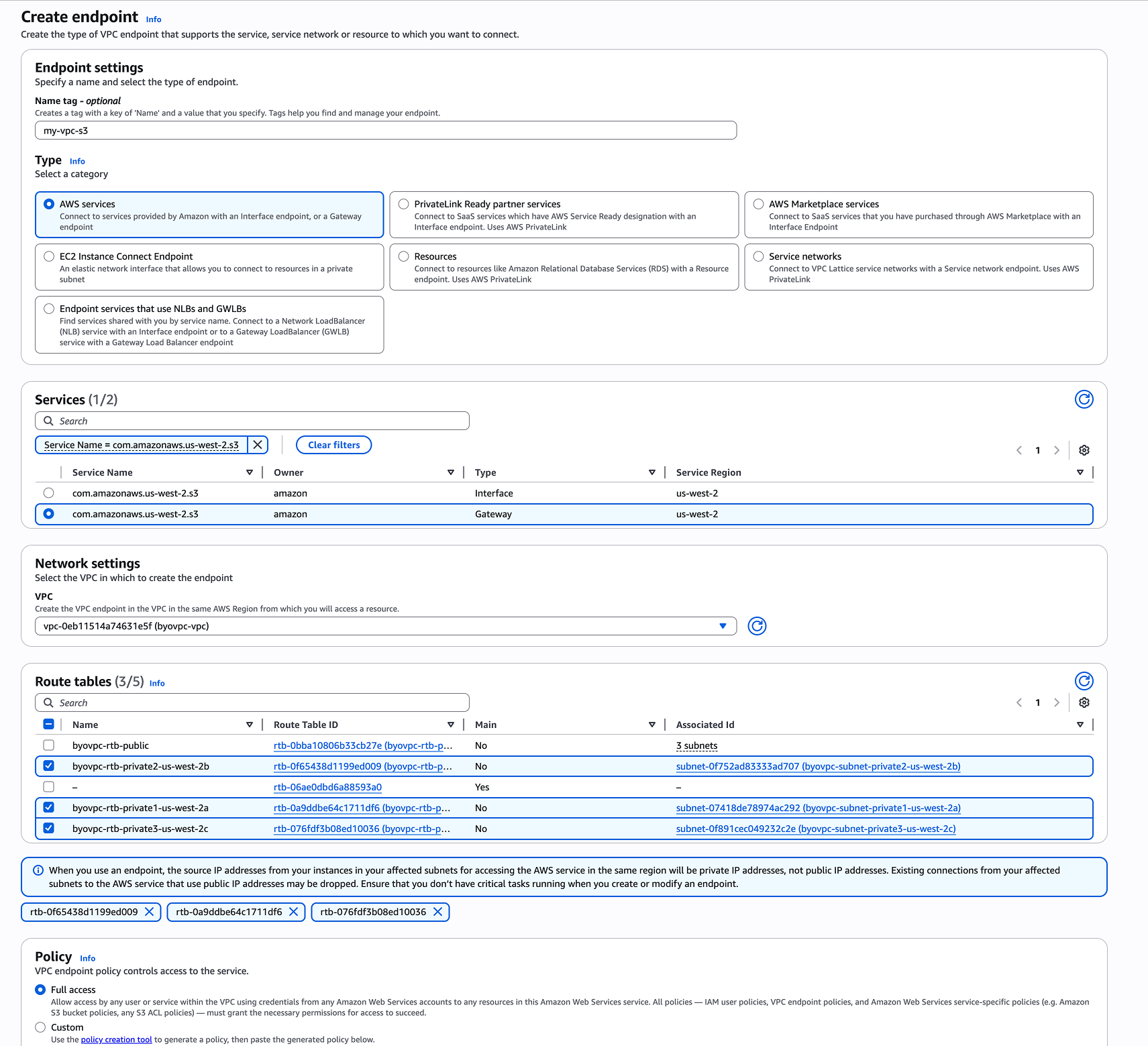 Конечная точка S3 BYOC