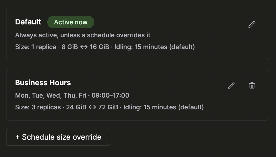 Настройка правила масштабирования по расписанию в ClickHouse Cloud